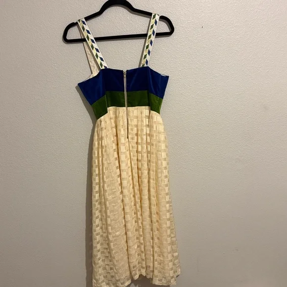 Anthropologie Madchen Velvet Bodice Flocked Silk Dress Cotton Medieval